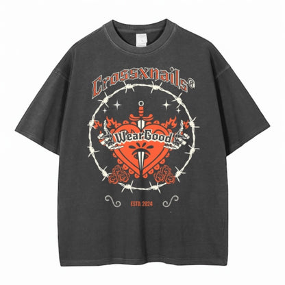 Wear X Good Vintage Wash T-Shirt – Premium Heavyweight Cotton, Timeless Oversized Fit - Crossxnails Weargood