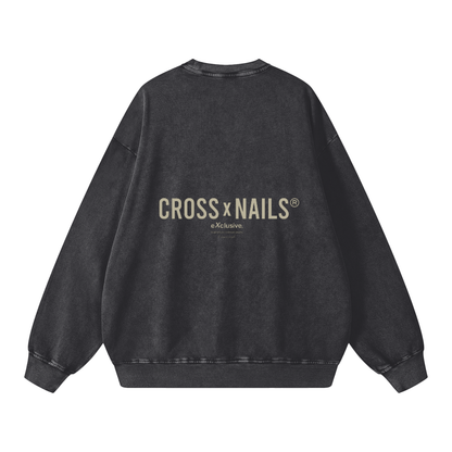 Acid Wash Oversize Sweatshirt - 360 GSM - Crossxnails Weargood